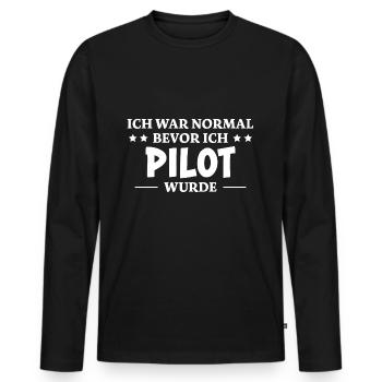 Pilot Spruch Flugsport Lustiges Piloten Geschenk - Männer Premium Bio Langarmshirt - Schwarz - Vorne - Nico (187cm)