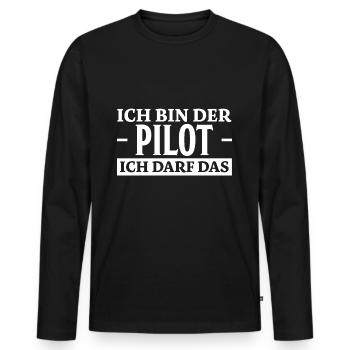 Pilot Spruch Flugsport Lustiges Piloten Geschenk - Männer Premium Bio Langarmshirt - Schwarz - Vorne - Nico (187cm)