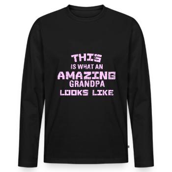 THIS IS WHAT AN AMAZING GRANDPA LOOKS LIKE - Männer Premium Bio Langarmshirt - Schwarz - Vorne - Nico (187cm)