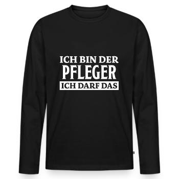 Pfleger Spruch Pflegekraft Lustig Pfleger Geschenk - Männer Premium Bio Langarmshirt - Schwarz - Vorne - Nico (187cm)