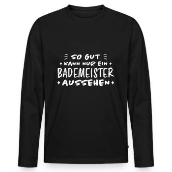 Bademeister Beruf Lustiger Spruch Freibad Geschenk - Männer Premium Bio Langarmshirt - Schwarz - Vorne - Nico (187cm)
