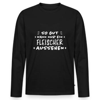 Fleischer Metzger Lustig Spruch Fleischer Geschenk - Männer Premium Bio Langarmshirt - Schwarz - Vorne - Nico (187cm)