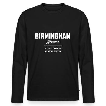 Koordinaten Von Birmingham Alabama - Männer Premium Bio Langarmshirt - Schwarz - Vorne - Nico (187cm)