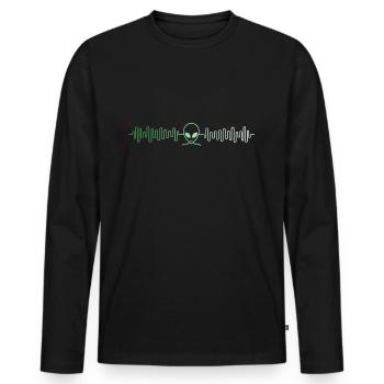 Alien science fiction nerd espace battement de coeur - T-shirt manches longues Premium bio Homme - noir - Devant - Nico (187cm)