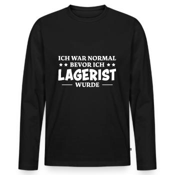 Lagerist Spruch Logistik Lustige Lagerist Geschenk - Männer Premium Bio Langarmshirt - Schwarz - Vorne - Nico (187cm)