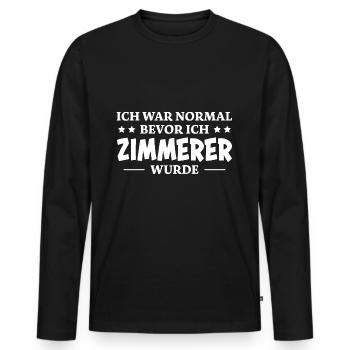Zimmerer Spruch Zimmermann Witz Zimmerer Geschenk - Männer Premium Bio Langarmshirt - Schwarz - Vorne - Nico (187cm)