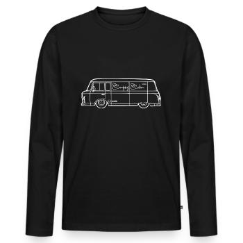 Barkas B1000 Camping Low Tuning T- shirt DDR - Männer Premium Bio Langarmshirt - Schwarz - Vorne - Nico (187cm)