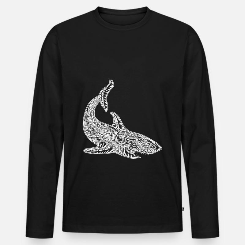 Hai - Männer Premium Bio Langarmshirt - Schwarz