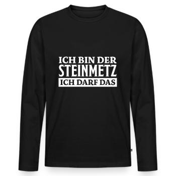 Steinmetz Spruch Beruf Lustiges Steinmetz Geschenk - Männer Premium Bio Langarmshirt - Schwarz - Vorne - Nico (187cm)