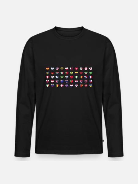 Internationale verdensflag - landes flag - Premium økologisk langærmet T-shirt til mænd - sort
