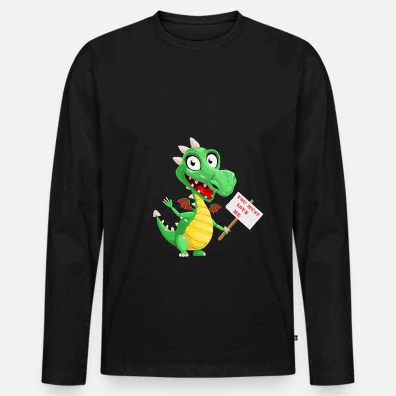 Gute Laune Drache - Männer Premium Bio Langarmshirt - Schwarz