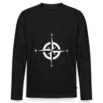 Kompass in schwarz weiß - Männer Premium Bio Langarmshirt - Schwarz - Vorne - Nico (187cm)