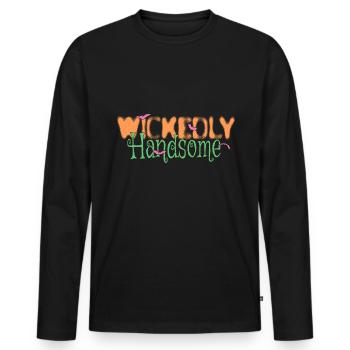 Zauberhaft gut aussehend - Wickedly handsome - Männer Premium Bio Langarmshirt - Schwarz - Vorne - Nico (187cm)