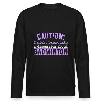 Caution - Men's Premium Organic Long Sleeve Shirt - black - Front - Nico (187cm)
