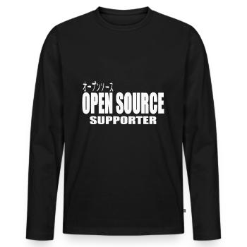 LUZILLION CODER COUTURE, OPEN SOURCE SUPPORTER - Männer Premium Bio Langarmshirt - Schwarz - Vorne - Nico (187cm)