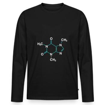 Molécule de caféine - café cadeau chimie caféine - T-shirt manches longues Premium bio Homme - noir - Devant - Nico (187cm)