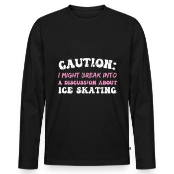 Caution - Men's Premium Organic Long Sleeve Shirt - black - Front - Nico (187cm)