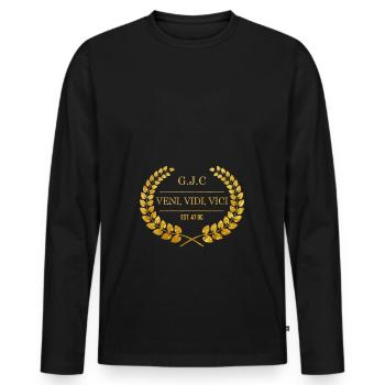 Veni Vidi vici - Gaius Julius Caesar gold design - Männer Premium Bio Langarmshirt - Schwarz - Vorne - Nico (187cm)