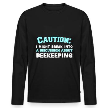 Caution - Men's Premium Organic Long Sleeve Shirt - black - Front - Nico (187cm)