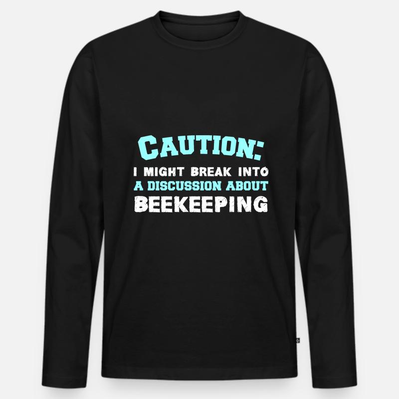 Caution - Männer Premium Bio Langarmshirt - Schwarz