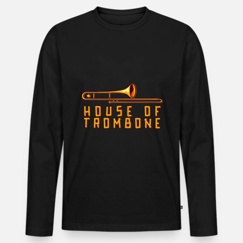 Posaune - Männer Premium Bio Langarmshirt - Schwarz