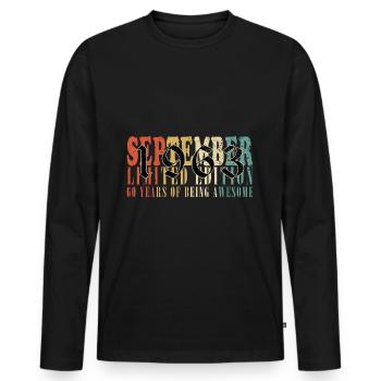 Septembre 1963 Anniversaire Septembre 1963 Septembre - T-shirt manches longues Premium bio Homme - noir - Devant - Nico (187cm)