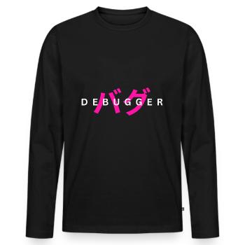 LUZILLION DEBUGGER PRINT FOR CODER AND GAMER - Männer Premium Bio Langarmshirt - Schwarz - Vorne - Nico (187cm)