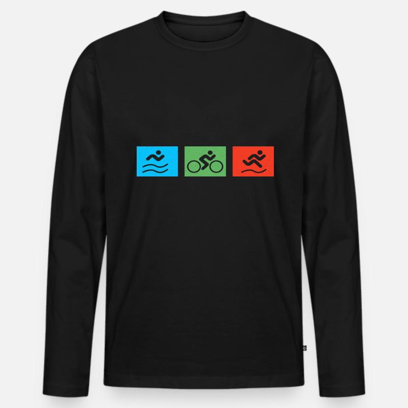 Triathlet - Triathlon Zeichen - Männer Premium Bio Langarmshirt - Schwarz