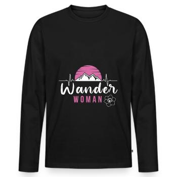 Wander Woman pour randonneuse et alpiniste - T-shirt manches longues Premium bio Homme - noir - Devant - Nico (187cm)