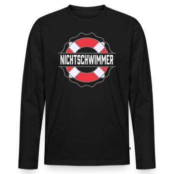 Nichtschwimmer Bademeister Lustig Freibad - Männer Premium Bio Langarmshirt - Schwarz - Vorne - Nico (187cm)
