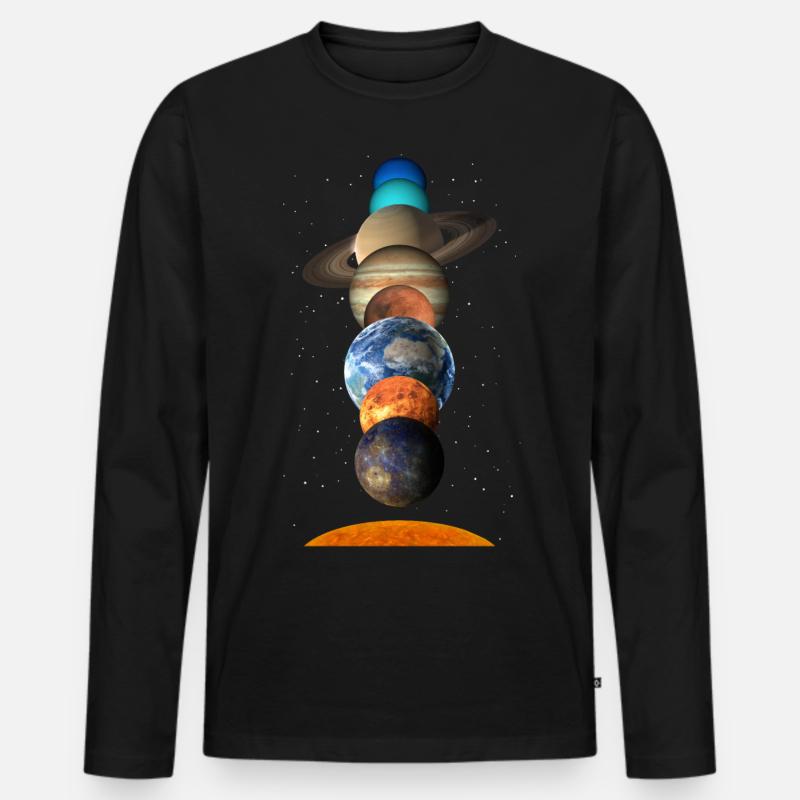 Sonnensystem - Männer Premium Bio Langarmshirt - Schwarz