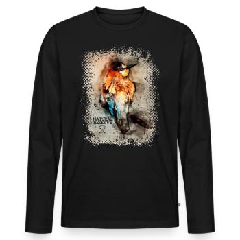 Series "NATURE RESERVE" - European bee-eater - Men's Premium Organic Long Sleeve Shirt - black - Front - Nico (187cm)