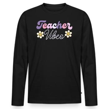 Vibes D'Enseignant Humour Prof Enseignant - T-shirt manches longues Premium bio Homme - noir - Devant - Nico (187cm)