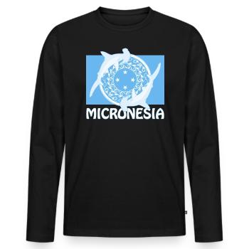 Flagge Mikronesiens und Hammerhaie - Männer Premium Bio Langarmshirt - Schwarz - Vorne - Nico (187cm)