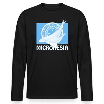 Flagge Mikronesiens und Buckelwale - Männer Premium Bio Langarmshirt - Schwarz - Vorne - Nico (187cm)