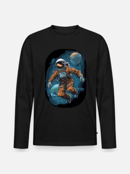 Space Man - Men's Premium Organic Long Sleeve Shirt - black