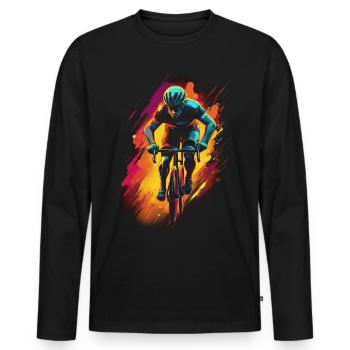Cycling - Men's Premium Organic Long Sleeve Shirt - black - Front - Nico (187cm)
