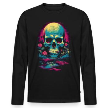 Retro Skull Head - Men's Premium Organic Long Sleeve Shirt - black - Front - Nico (187cm)