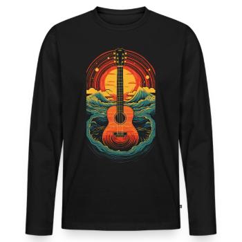 Retro Guitar - Men's Premium Organic Long Sleeve Shirt - black - Front - Nico (187cm)