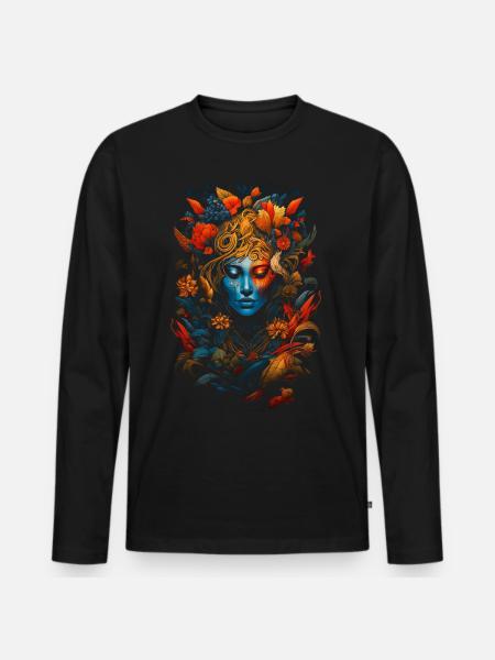 einzigartiger Stil, Blumen, Frauen - Männer Premium Bio Langarmshirt - Schwarz