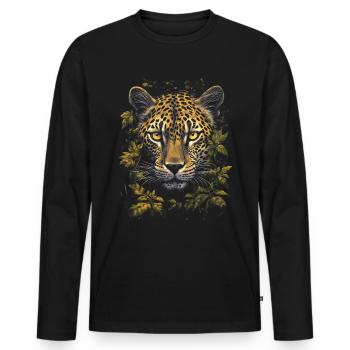 Leopard - Männer Premium Bio Langarmshirt - Schwarz - Vorne - Nico (187cm)