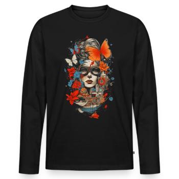 one of a kind, flowers and women - Men's Premium Organic Long Sleeve Shirt - black - Front - Nico (187cm)