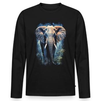 Elefant - Männer Premium Bio Langarmshirt - Schwarz - Vorne - Nico (187cm)