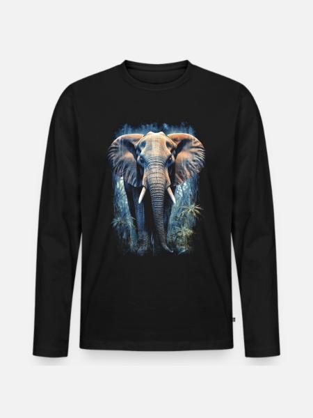 Elefant - Männer Premium Bio Langarmshirt - Schwarz