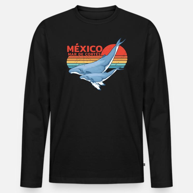 Buckelwale Mexiko - Männer Premium Bio Langarmshirt - Schwarz
