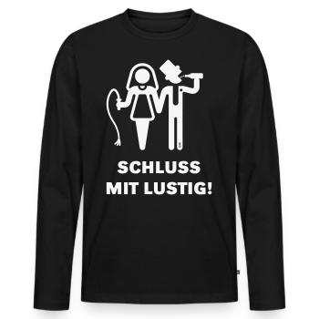 Schluss Mit Lustig! JGA Peitsche Bier Brautpaar W - Männer Premium Bio Langarmshirt - Schwarz - Vorne - Nico (187cm)