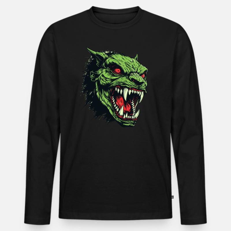Orkkopf, Dämon, Ghul - Männer Premium Bio Langarmshirt - Schwarz