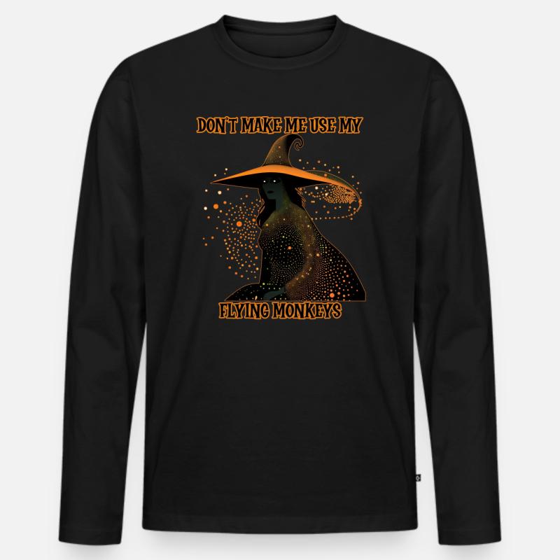 Hexen-Silhouette, Fliegende Affen - Männer Premium Bio Langarmshirt - Schwarz