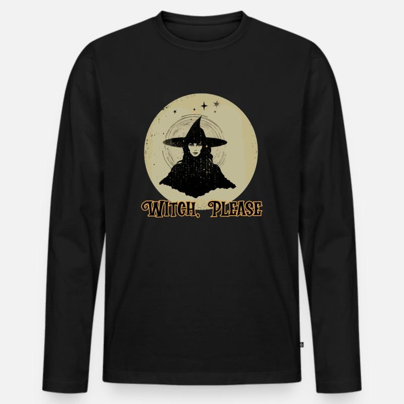 Hexe, bitte, Halloween - Männer Premium Bio Langarmshirt - Schwarz
