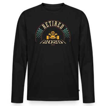 Retired 2025 (Retiree / Retirement Entry / 4C) - Men's Premium Organic Long Sleeve Shirt - black - Front - Nico (187cm)
